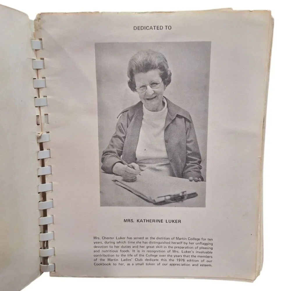 Martins College Ladies Club Cook Book martin college